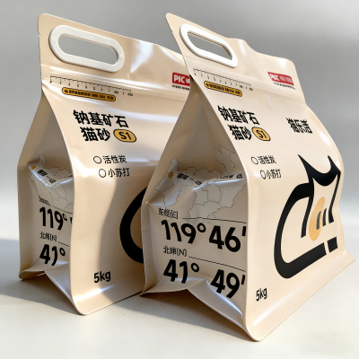 ຖົງຂີ້ເຫຍື່ອແມວທີ່ຜະນຶກເຂົ້າກັນແປດດ້ານມີມືຈັບ Zipper